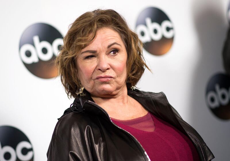 (FILES):  In this file photo taken on January 08, 2018 actress Roseanne Barr attends the Disney ABC Television TCA Winter Press Tour in Pasadena, California. US television network ABC on Tuesday, May 29, 2018 canceled the hit working-class comedy "Roseanne," after its star Roseanne Barr aimed a racist tweet at a former advisor to Barack Obama. The 65-year-old sitcom actress -- a vocal supporter of President Donald Trump who has used Twitter to voice far-right and conspiracy theorist views -- took aim at the aide, Valerie Jarrett, in a post that read: "Muslim brotherhood & planet of the apes had a baby = vj." 
 / AFP / VALERIE MACON
