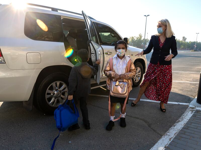 Pupils arrive for lessons at American Academy for Girls.