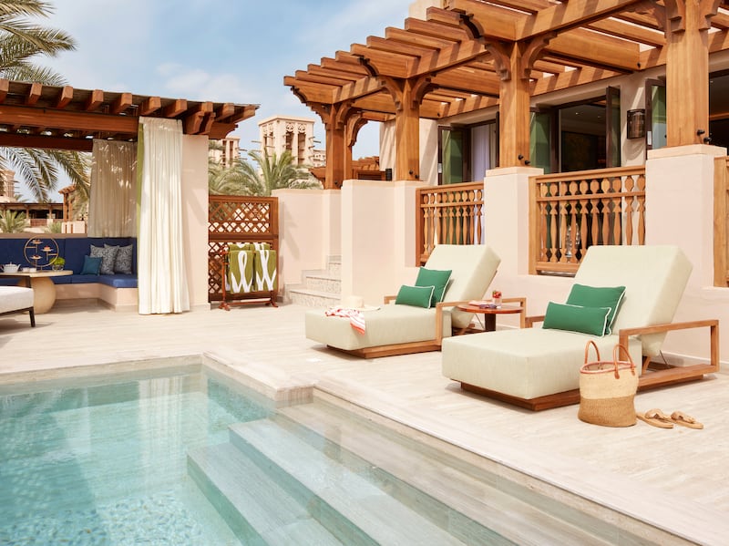 Each of the private villas comes with a spacious terrace and pool. Photo: Jumeirah Group