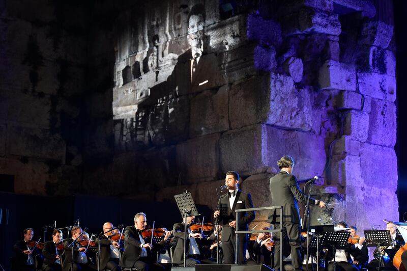 Palestinian singer Mohammed Assaf performs on stage during the annual Baalbeck International Festival (BIF) in Baalbeck, Beqaa Valley, Lebanon, 20 July 2019. The festival runs from 05 July to 03 August 2019.  Photo: EPA