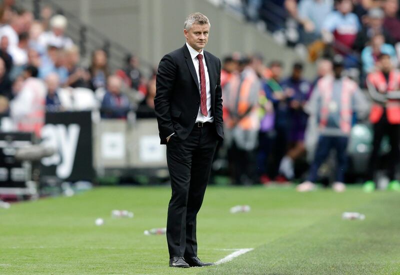 Ole Gunnar Solskjaer, looks on as his side are swept away by West Ham. Getty Images