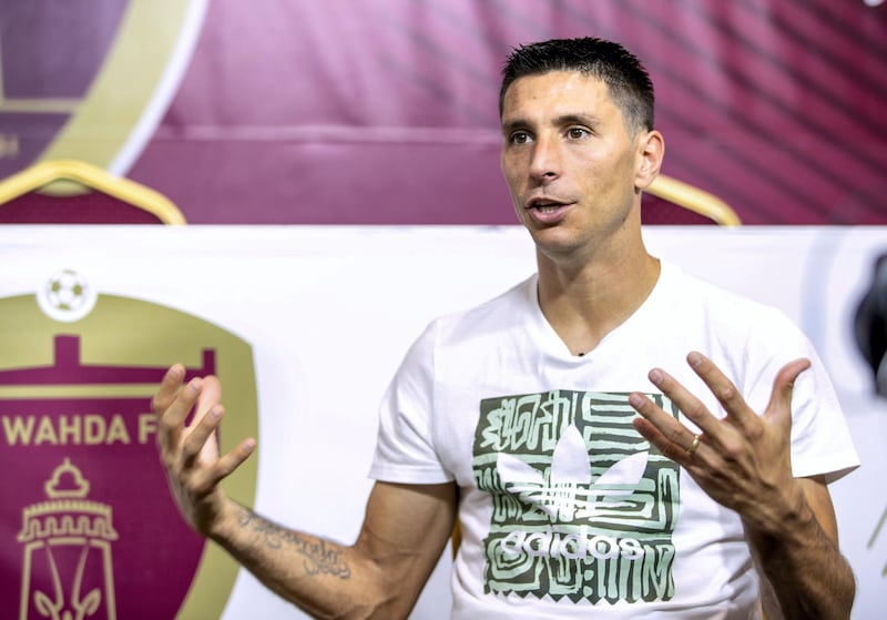 Abu Dhabi, United Arab Emirates, July 23, 2019.  Sebastian Tagliabue is one of the stars of the Arabian Gulf League, its all-time leading foreign goalscorer and second in the all-time charts. 
Victor Besa/The National
Section:  SP
Reporter:  John McAuley