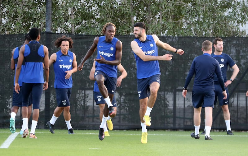 Chelsea warm-up session in Abu Dhabi.