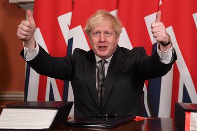Boris Johnson after signing the Brexit trade deal with the EU at 10 Downing Street in December 2020. Getty Images