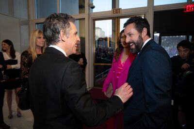 Ben Stiller and Adam Sandler arrive for the 24th Annual Mark Twain Prize for American Humour ceremony at the Kennedy Centre for the Performing Arts on March 19, 2023, in Washington. AP Photo