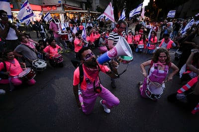 Israelis protest in Tel Aviv against plans by Prime Minister Benjamin Netanyahu's government to overhaul the judicial system. AP
