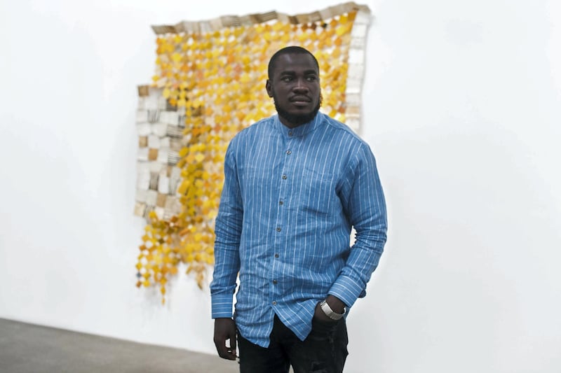 DUBAI, UNITED ARAB EMIRATES - Jan 24, 2018. 

Ghanaian artist Serge Attukwei Clottey, at Lawrie Shabibi in Alserkal Avenue, where his work "Displaced" is showing.

(Photo by Reem Mohammed/The National)

Reporter: 
Section: NA