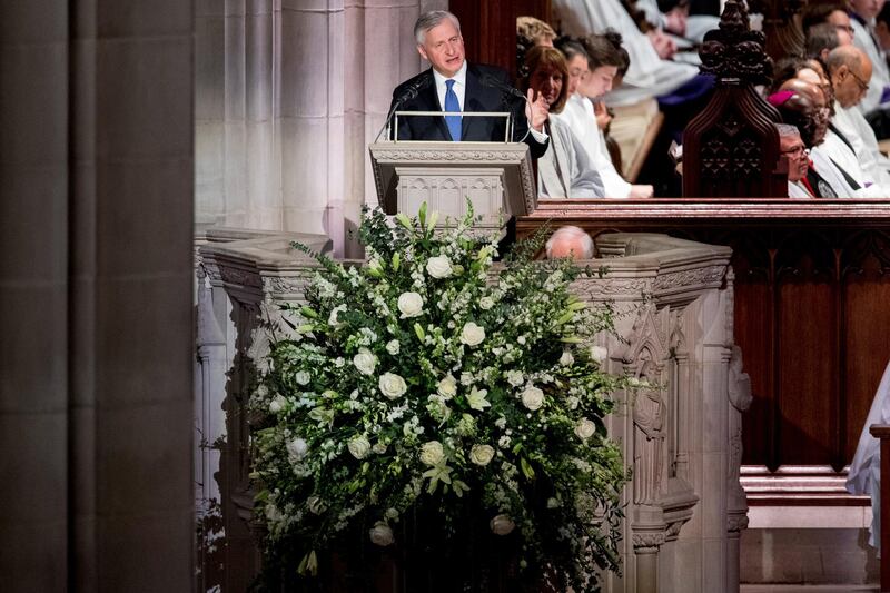 Presidential biographer Jon Meacham speaks during the State Funeral. Reuters