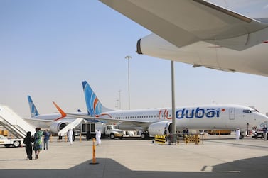 A Flydubai Boeing 737 Max. The carrier managed to reduce its losses despite the grounding of its fleet of the re-engined narrow body jets. Bloomberg