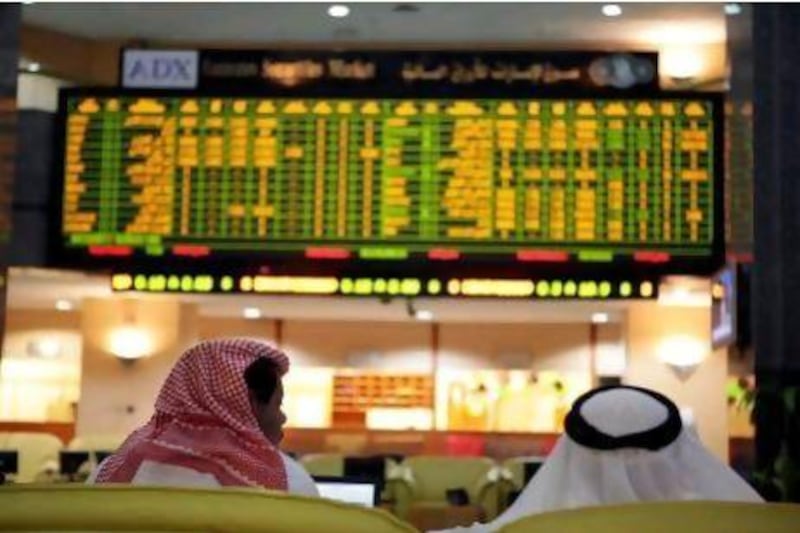The Abu Dhabi Securities Exchange General Index fell 1.2 per cent to 2,413.24. Sammy Dallal / The National
