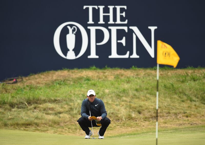 Golf - The 146th Open Championship - Royal Birkdale - Southport, Britain - July 21, 2017   Northern Ireland’s Rory McIlroy lines up a putt on the 18th green during the second round    REUTERS/Hannah McKay