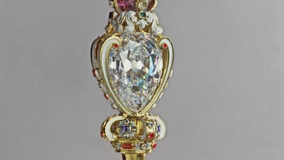 The Cullinan I diamond on the top of the Sovereign's Sceptre with Cross. PA