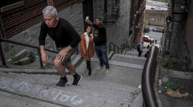 The steps are located between two Bronx apartment buildings. AP