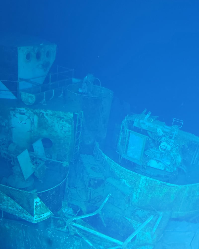 The pilothouse of the wreck of the destroyer ‘USS Samuel B Roberts’, which sits nearly 6,900 metres deep and is a war grave to 90 sailors.