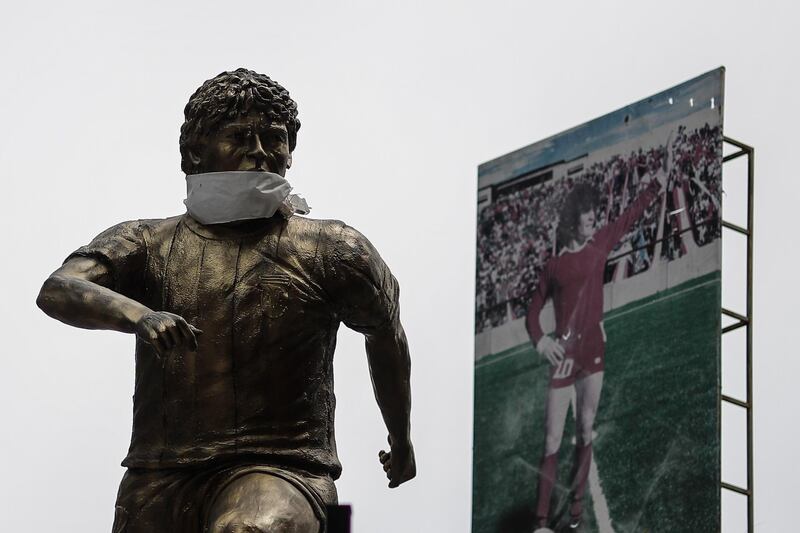 A statue of Maradona, in the Barrio de la Paternal of the city of Buenos Aires. EPA