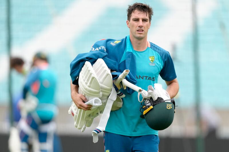 Australia captain Pat Cummins during training ahead of the WTC final at The Oval. AP