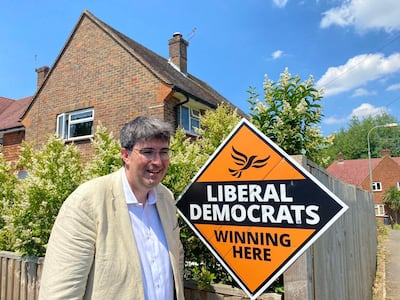 Paul Follows, Lib Dem candidate for Godalming and Ash, seat held by Jeremy Hunt. Thomas Harding / The National