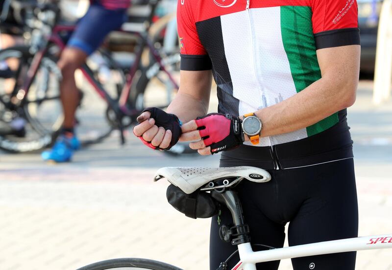 Dubai, United Arab Emirates - Reporter: Patrick Ryan. News. Cycling. People prepare for the Ride with Lance event at Al Qudra Cycling track. Tuesday, October 6th, 2020. Dubai. Chris Whiteoak / The National