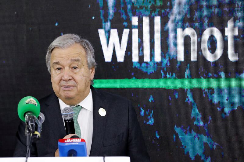 UN Secretary General Antonio Guterres told the Cop27 climate summit that all governments should tax the 'windfall' profits of fossil fuel companies. Reuters