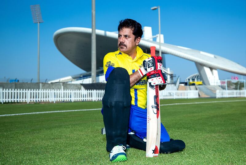 Veteran cricketer Muneeruddin who has played game in Abu Dhabi for more than 33 years and still counting. Portraits at Oval One, Zayed Cricket Stadium on May 22nd, 2021. Victor Besa / The National.
Reporter: Amith Passela for Sports