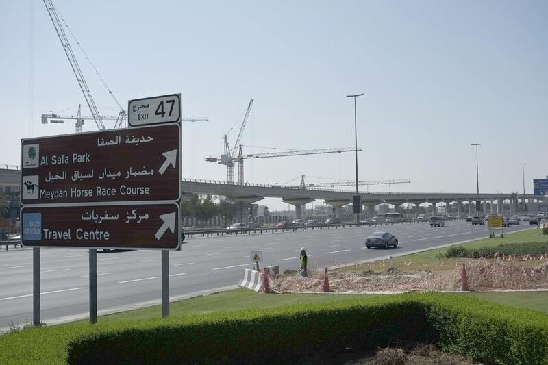 Sheikh Zayed Road where the proposed canal will be crossed by an eight-lane bridge. Antonie Robertson / The National

