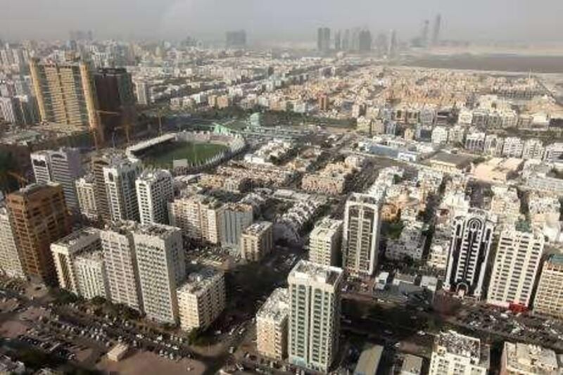 United Arab Emirates - Abu Dhabi - April 07 - 2010 : Abu Dhabi skyline seen from an helicopter during a trip by FAS , Falcon Aviation Services. ( Jaime Puebla / The National )