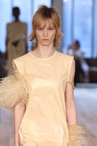 Feather fringing at Sportmax. Getty Images