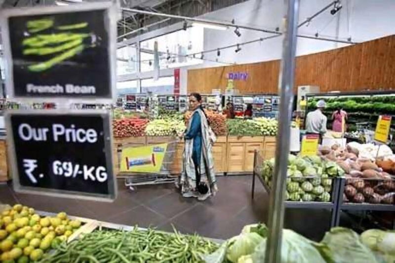 Food prices in India have rocketed, partly because of deficient monsoon rains, sending annual consumer price inflation above 10 per cent last month. Vivek Prakash / Reuters