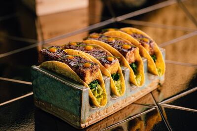 Crispy tofu taquidos, one of the vegan offerings from SushiSamba Dubai. Photo: SushiSamba