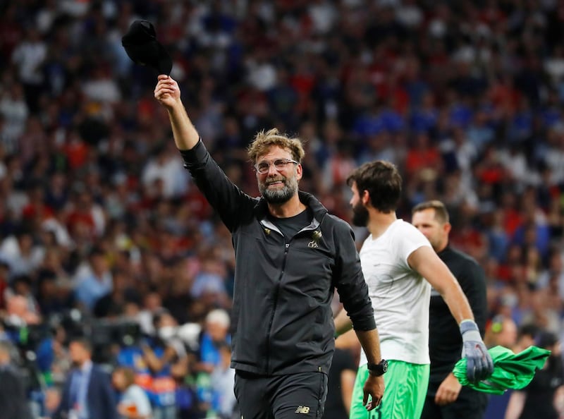 Klopp salutes Liverpool fans after winning the Champions League final. Reuters