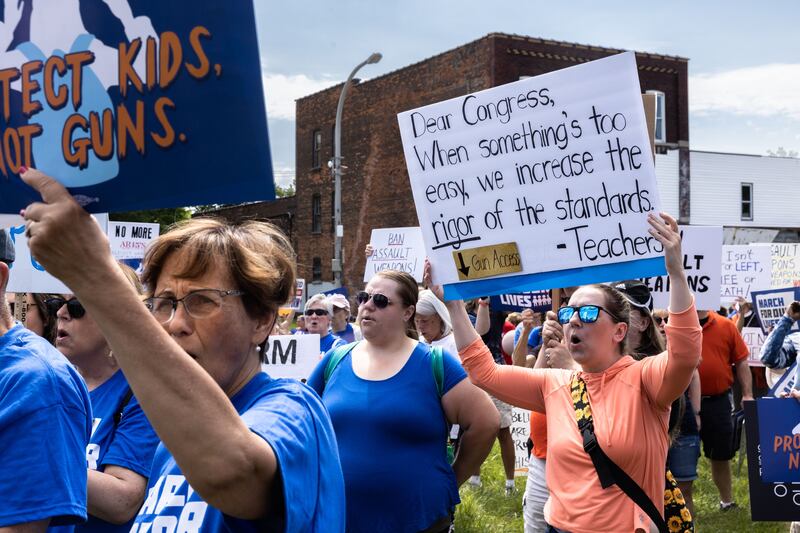 US President Joe Biden has called for a total ban on AR-15-style assault weapons. Getty Images / AFP
