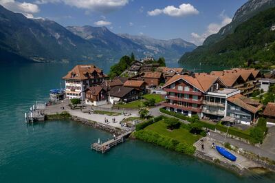 The village of Iseltwald at the shore of Lake Brienz, in the Swiss Alps. AFP