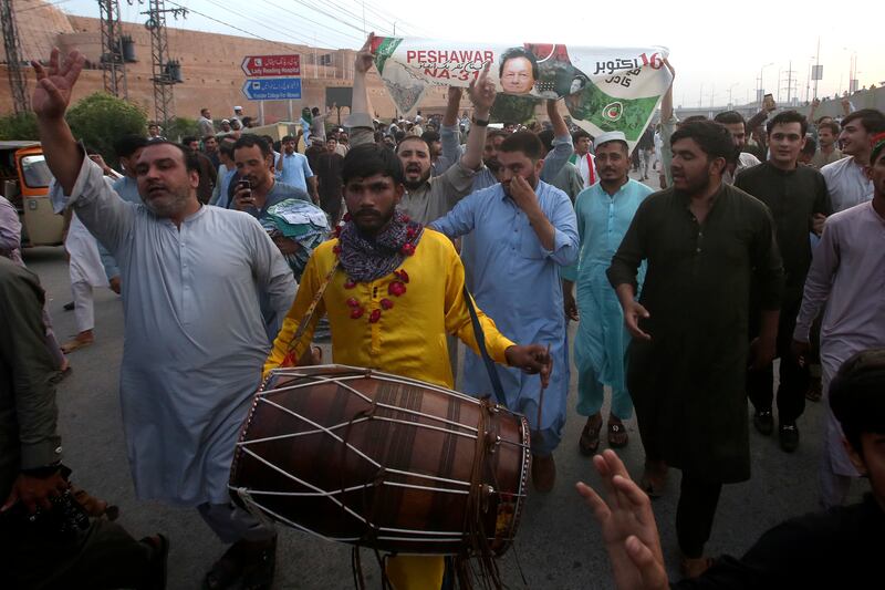 Mr Khan's arrest earlier this week sparked a wave of protests across the country. AP