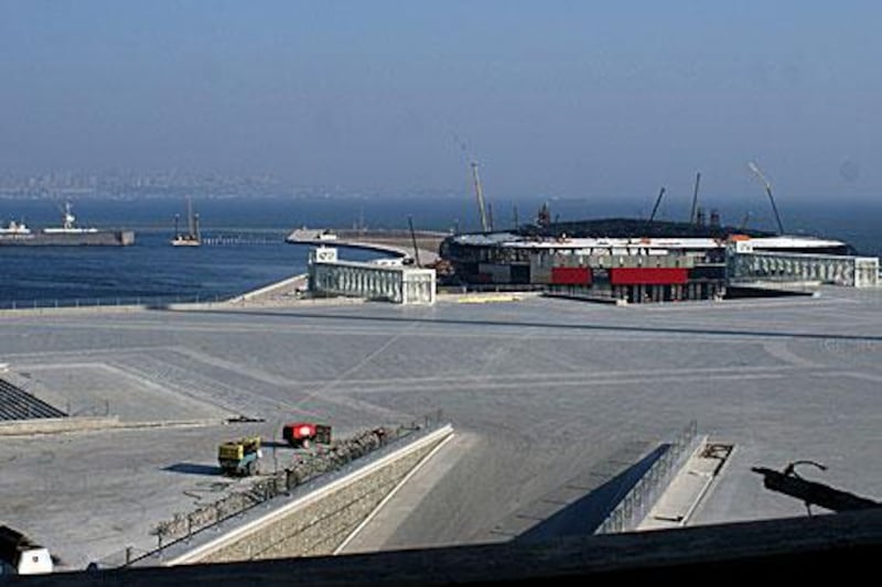 The underconstruction concert hall that will host the Eurovision Song Contest, pictured in mid-January. The contest takes place in May.