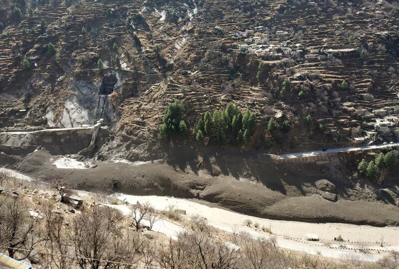 A view of damaged dam after a Himalayan glacier collapsed and crashed into the dam at Raini Chak Lata village in Chamoli district in the northern state of Uttarakhand, India. Reuters