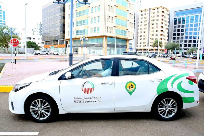 Abu Dhabi Distribution Company’s safety stickers encourage motorists to give way to pedestrians and reduce the number of deaths and injuries on the roads. Courtesy ADDC 