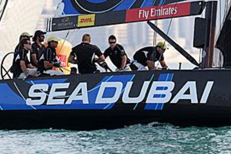 Yousef Latej, third left, and his Sea Dubai crew during the RC44 Gold Cup near Dubai International Marine Club.