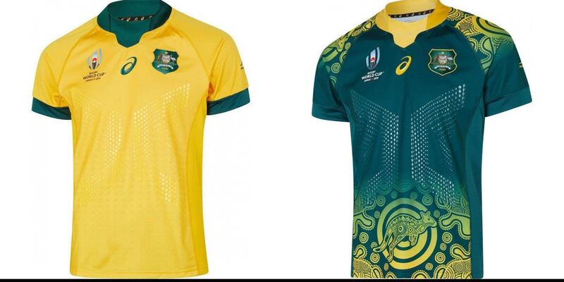 4: Australia – The Wallabies have kept the home strip fairly traditional, but have thrown caution to the wind with their delightful green away strip. It's a little bit a Sevens kit with the leaping wallaby atop of aboriginal art, but it's a risk I applaud.  Image via rugbyworldcup.com