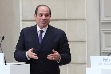 Abdel Fattah El Sisi gave a speech on the tenth anniversary of Egypt's uprising. AFP