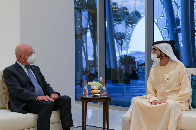 Sheikh Mohammed has spoken of a shared vision for a better future for all of humanity after his meeting with Mr Schwab.