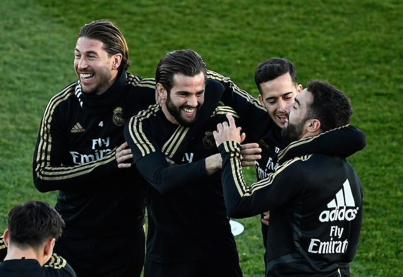 Left to right: Sergio Ramos, Nacho Fernandez, Lucas Vazquez and Dani Carvajal. AFP