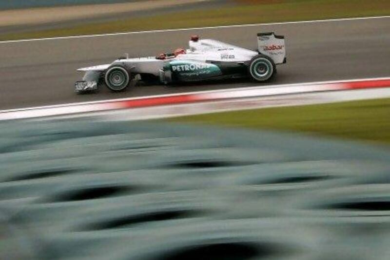 Michael Schumacher on his way to the fastest time in Shanghai.