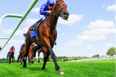 Jockey William Buick rides Ghaiyyath to victory in The Eclipse Stakes at Sandown. AFP