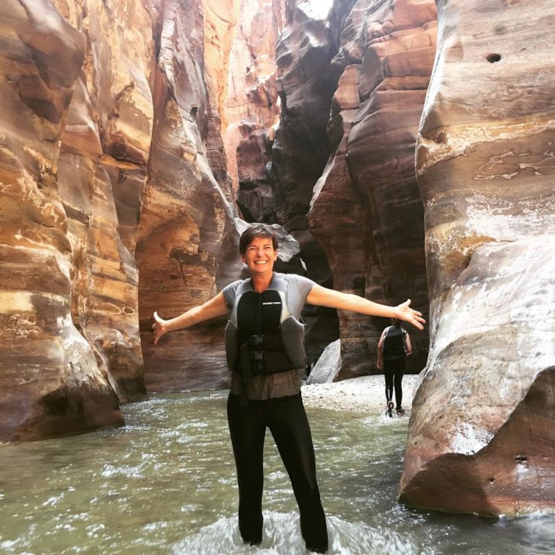 Becky Anderson at Wadi Mujib in Jordan. Courtesy Becky Anderson