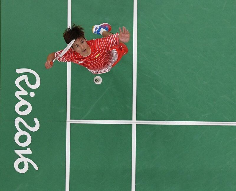 Liang Derek Wong Zi of Singapore in action during his badminton men’s singles match against Chong Wei Lee of Malaysia at the Rio 2016 Olympic Games at Riocentro on August 14, 2016 in Rio de Janeiro, Brazil. Laurence Griffiths / Getty Images