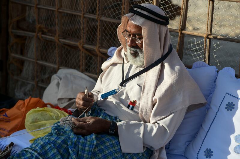 An Emirati rope maker demonstrates his skills 