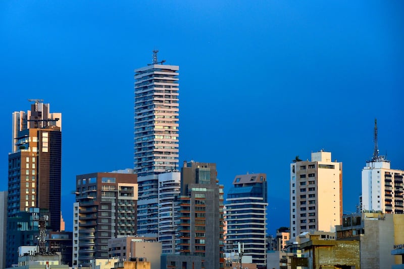 epa07880130 A general view shows buildings during sunset in Beirut, Lebanon, 29 September 2019. Reports state thousands of civil activists gathered in an anti-government protest against poor economic situation, high prices in fuel, electricity, water, telecommunications problems and the increase in the dollar exchange rate.  EPA/WAEL HAMZEH