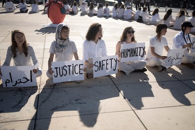 A demonstration in Tel Aviv by Israeli and Palestinian women calling for peace. AP Photo
