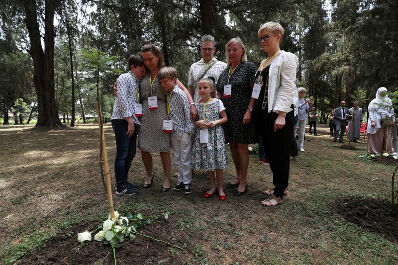 Family members of victims of the Ethiopian Airlines Flight ET302  plane crash, attend a memorial ceremony at the French Embassy in Addis Ababa, Ethiopia.  Reuters