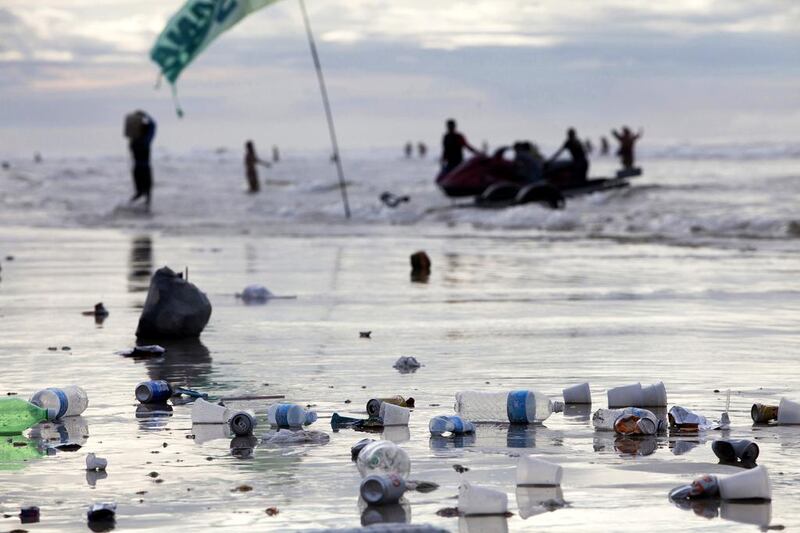 Rubbish is scattered along Atalaia Beach in the peak season at Salinopolis, Para, Northern Brazil – the town of 40,000 hosts nearly 300,000 visitors during the summer months. Paulo Santos / Reuters